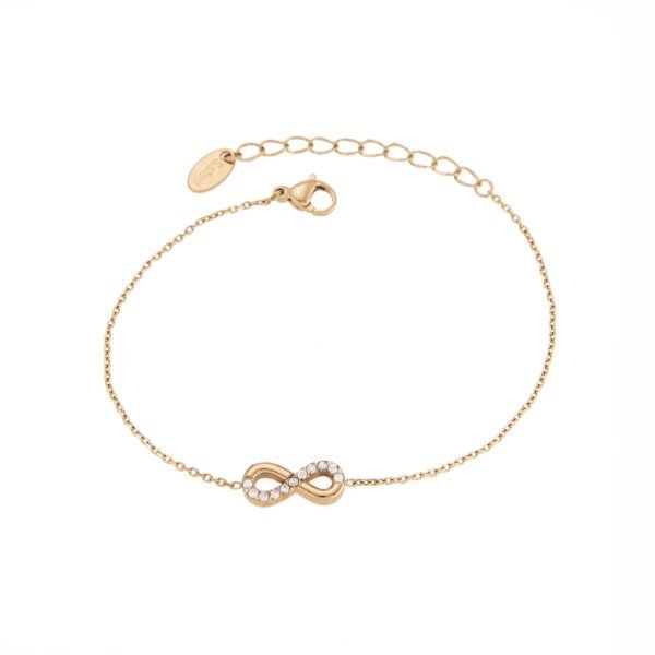 Bracelet infini en or avec cristaux, bijou élégant femme, accessoireMode luxe SKY BIJOUX.