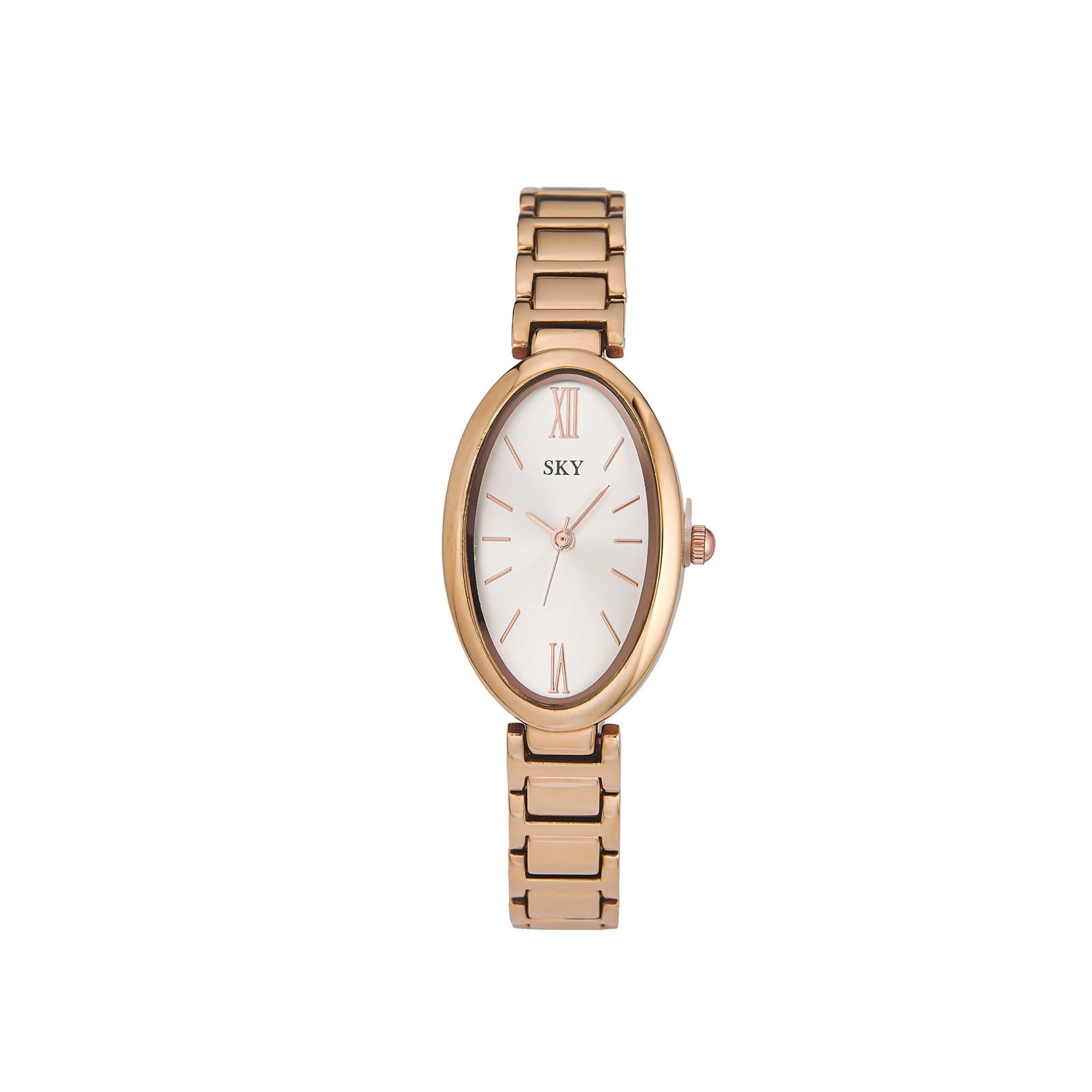 Montre femme élégante SKY BIJOUX avec bracelet en acier rosé et cadran ovalé raffinée.