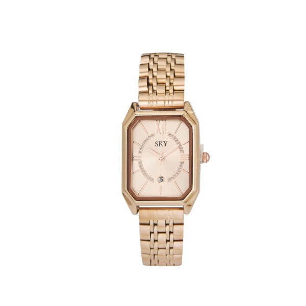 Montre femme elegante en acier rose, design moderne et raffinée SKY BIJOUX.