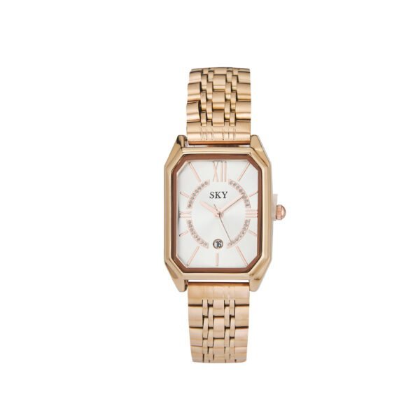 Montre femme dorée SKY BIJOUX avec cadran élégant et cristal, style chic et tendance.