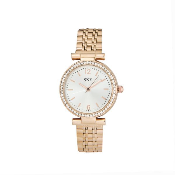 Montre femme dorée avec cristaux, style chic et élégant SKY BIJOUX.