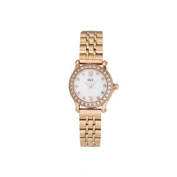 Montre élégante femme or rose avec cristaux SKY BIJOUX.