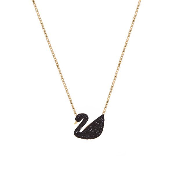 Collier avec pendentif tête de cygne en cristaux noirs, bijoux élégants pour femmes.