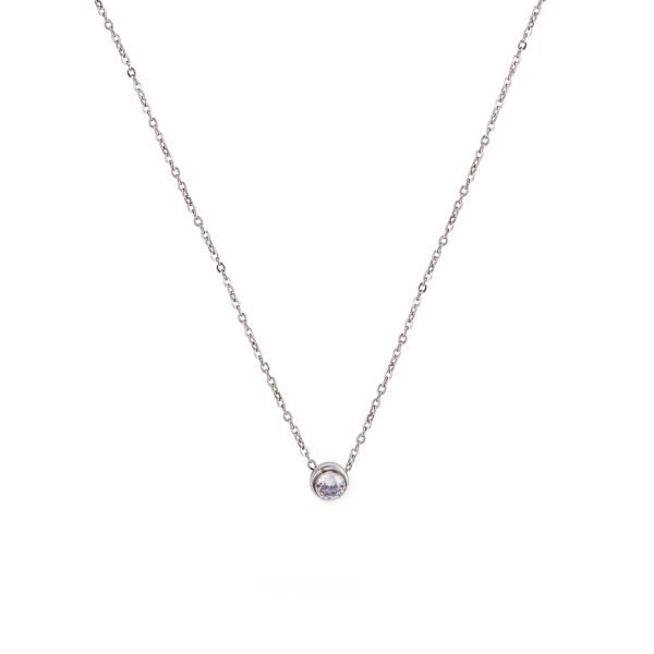 Collier chaîne fine en argent avec pendentif pierre brillante, bijou élégant SKY BIJOUX.