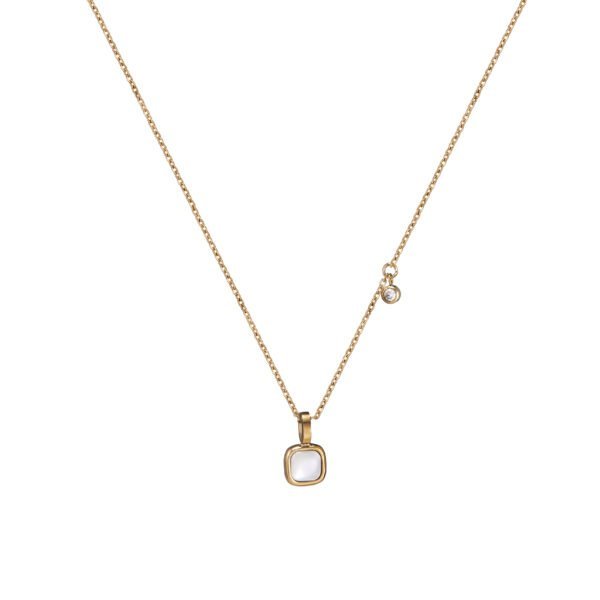 Collier femme en or avec pendentif perle et petit diamant pour bijoux raffinés.