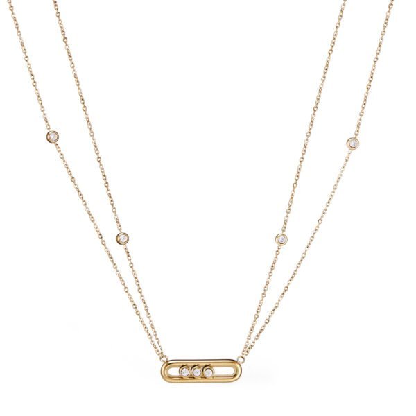 Collier doré avec diamants, bijoux tendance SKY BIJOUX pour femme élégante.