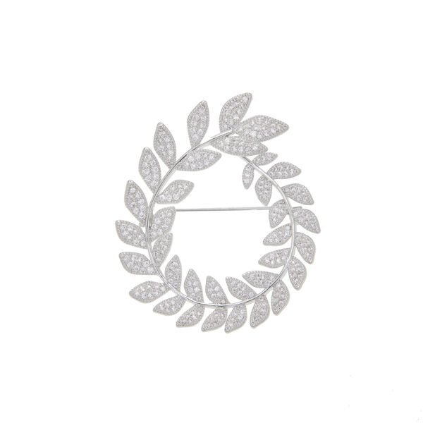 Épingle à cheveux laurier en argent et cristaux Swarovski, bijou élégant et raffiné.