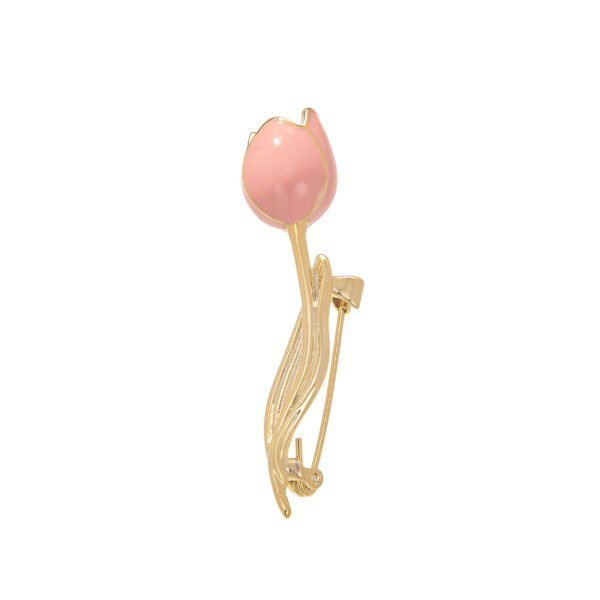 Broche fleur rose en métal doré, bijou vintage élégant, parfait pour accessoires mode féminin.
