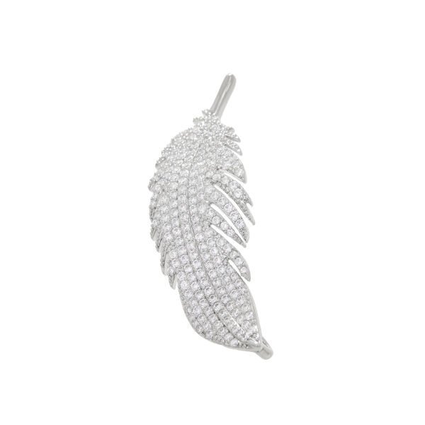 Brin de cheveux plumé en strass argenté, parfait pour bijoux et accessoires mode.