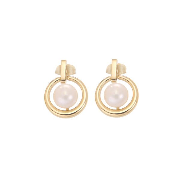 Boucles d'oreilles pendantes avec perles d freshwater en or 14K. Élégance et sophistication pour votre style.