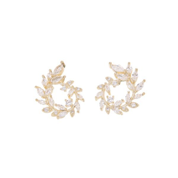 Boucles d'oreilles créoles élégantes en or et cristaux brillants SKY BIJOUX.