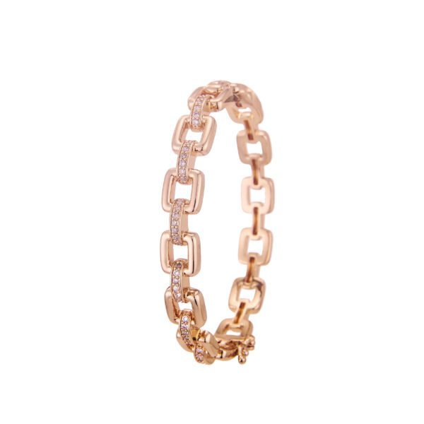Bracelet chaîne en or rose avec pierres scintillantes SKY BIJOUX.