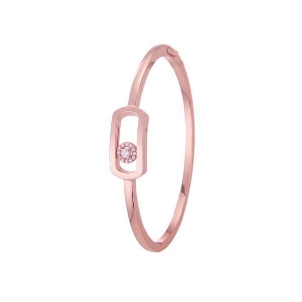 Bracelet femme en métal rose avec pendentif cercle de diamants, création élégante SKY BIJOUX.