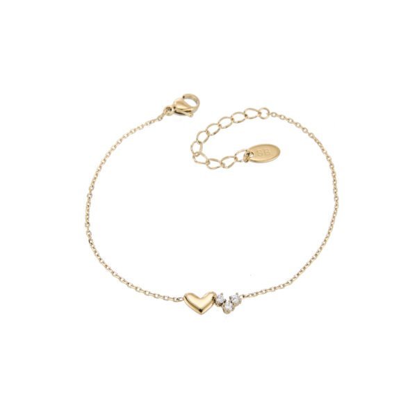 Bracelet en or avec cœur et cristaux, bijoux tendance pour femmes élégantes.