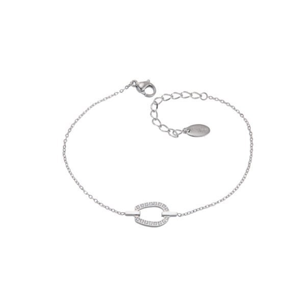 Bracelet en argent avec symbole en zircons, bijou élégant et tendance pour femmes et filles.