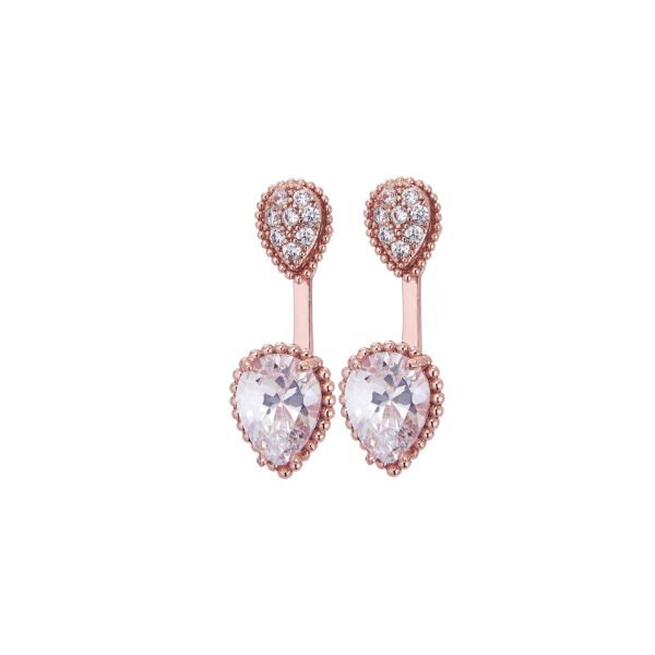 Boucles d'oreilles roses avec zircons blonds, élégance et bijouterie de luxe SKY BIJOUX.
