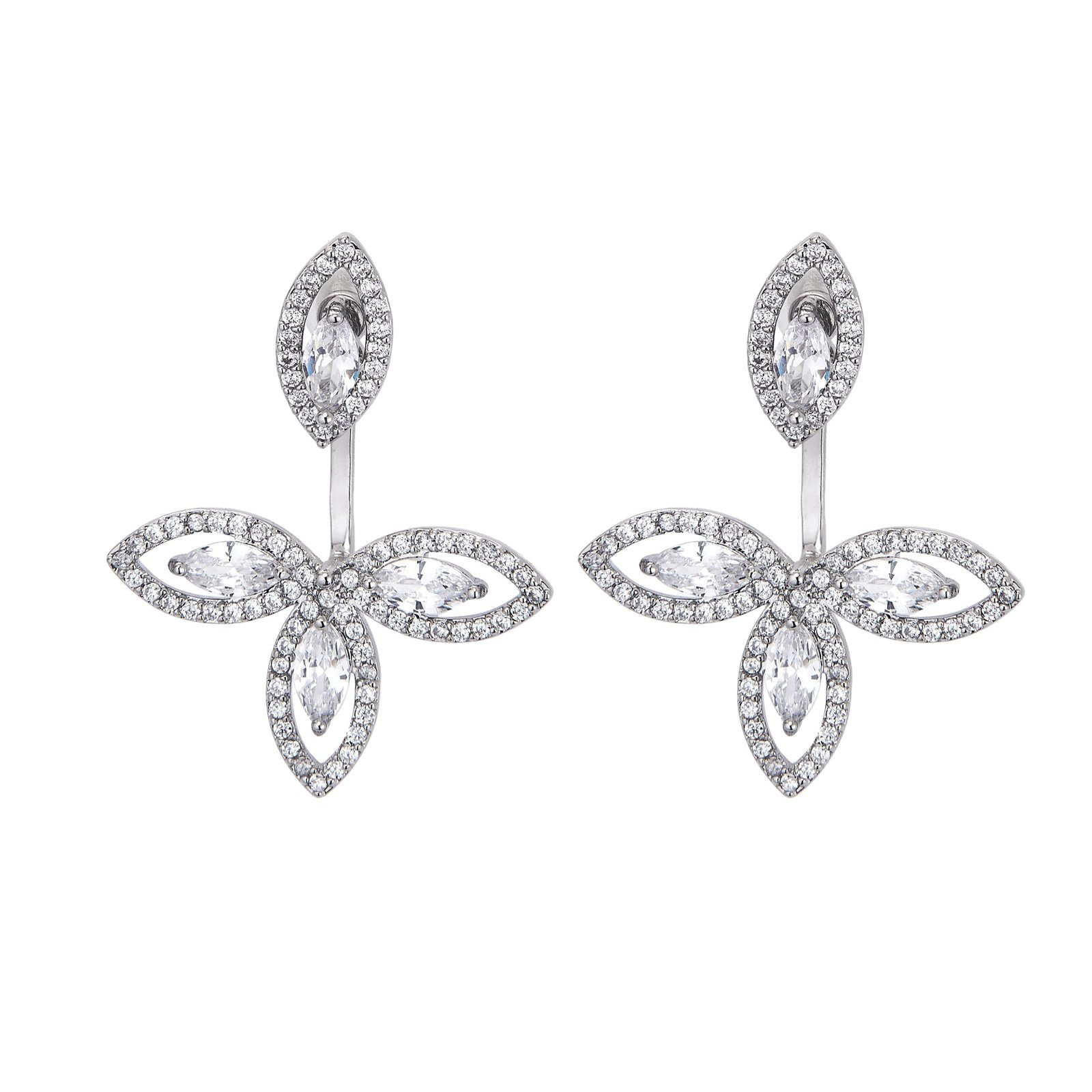 Boucles d'oreilles fleurs en cristal, création élégante SKY BIJOUX.