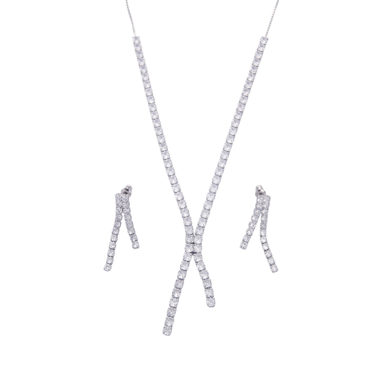 Collier et boucles d'oreilles en crystals Swarovski, bijoux élégants SKY BIJOUX.