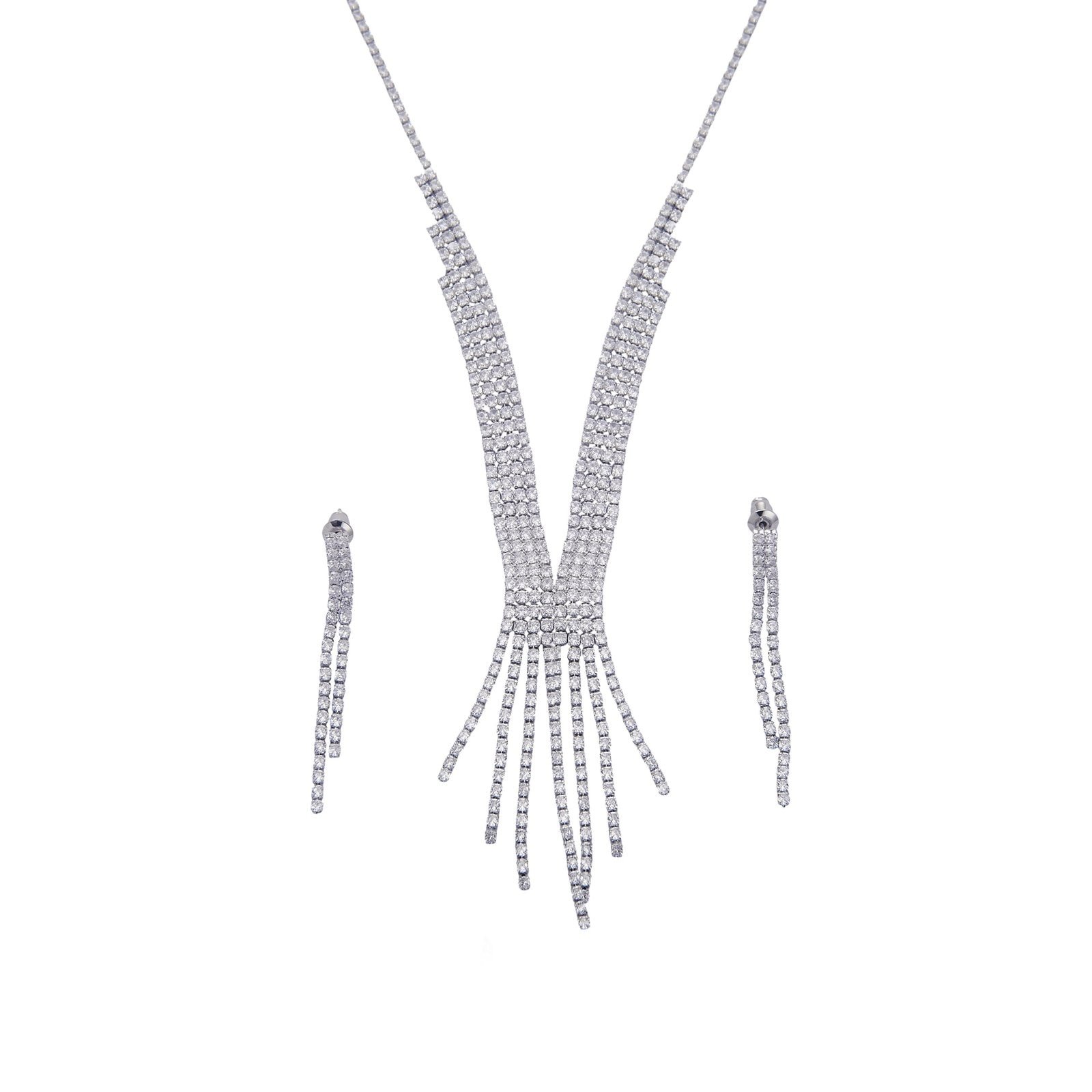 Colier et boucles d'oreilles en zirconium brillant, bijoux élégants SKY BIJOUX.