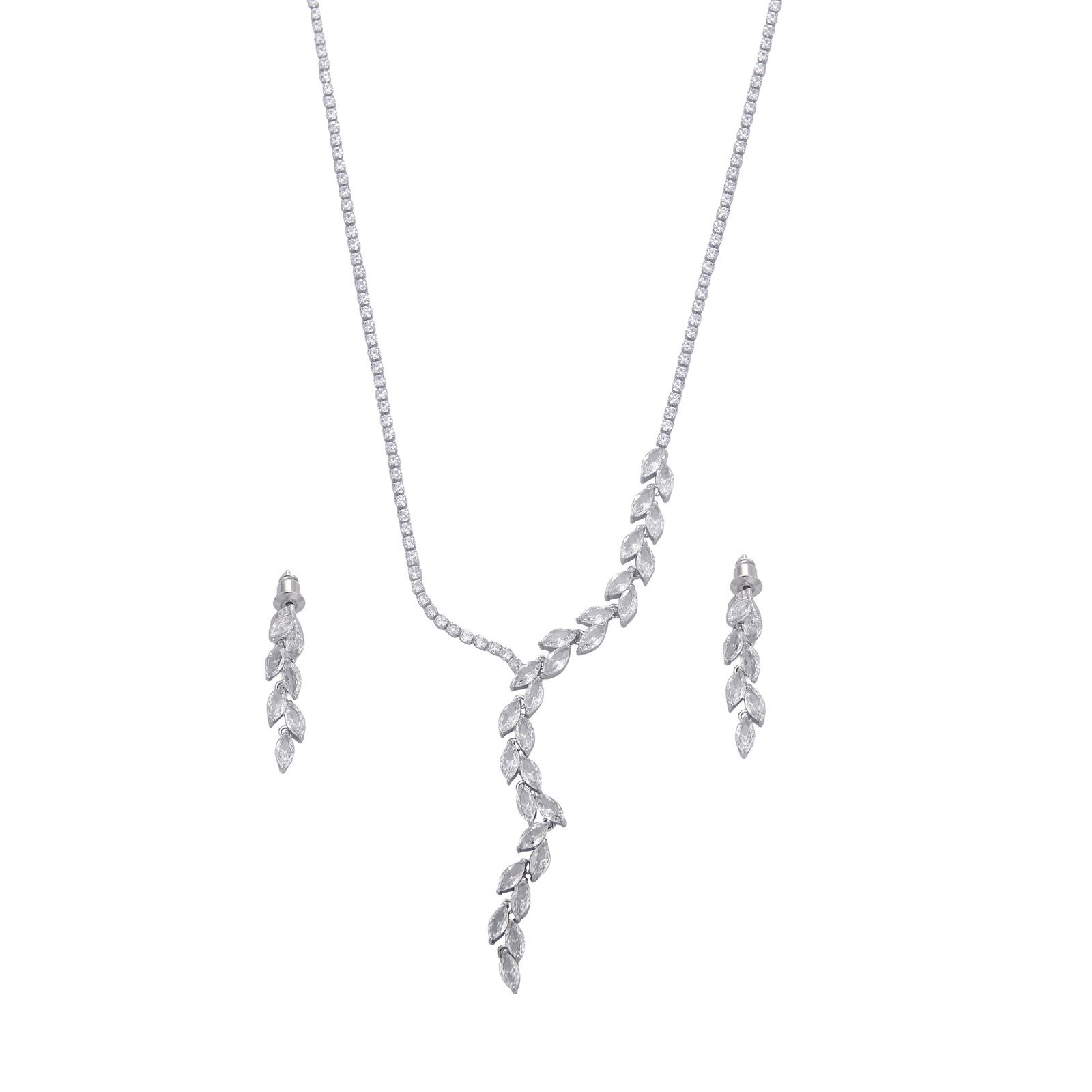 Collier et boucles d'oreilles en bijoux élégants et brillants, parfaits pour toutes occasions.