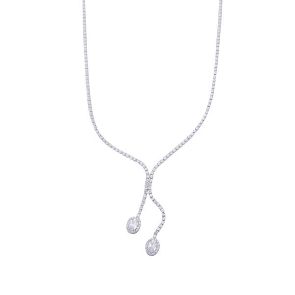 Collier en or blanc serti de diamants, bijou de luxe SKY BIJOUX.