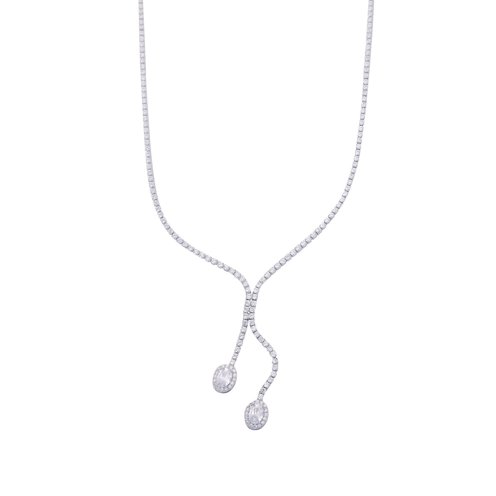 Collier en or blanc serti de diamants, bijou de luxe SKY BIJOUX.